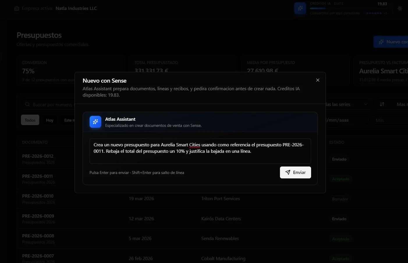 Alta de documentos con Sense en Atlas