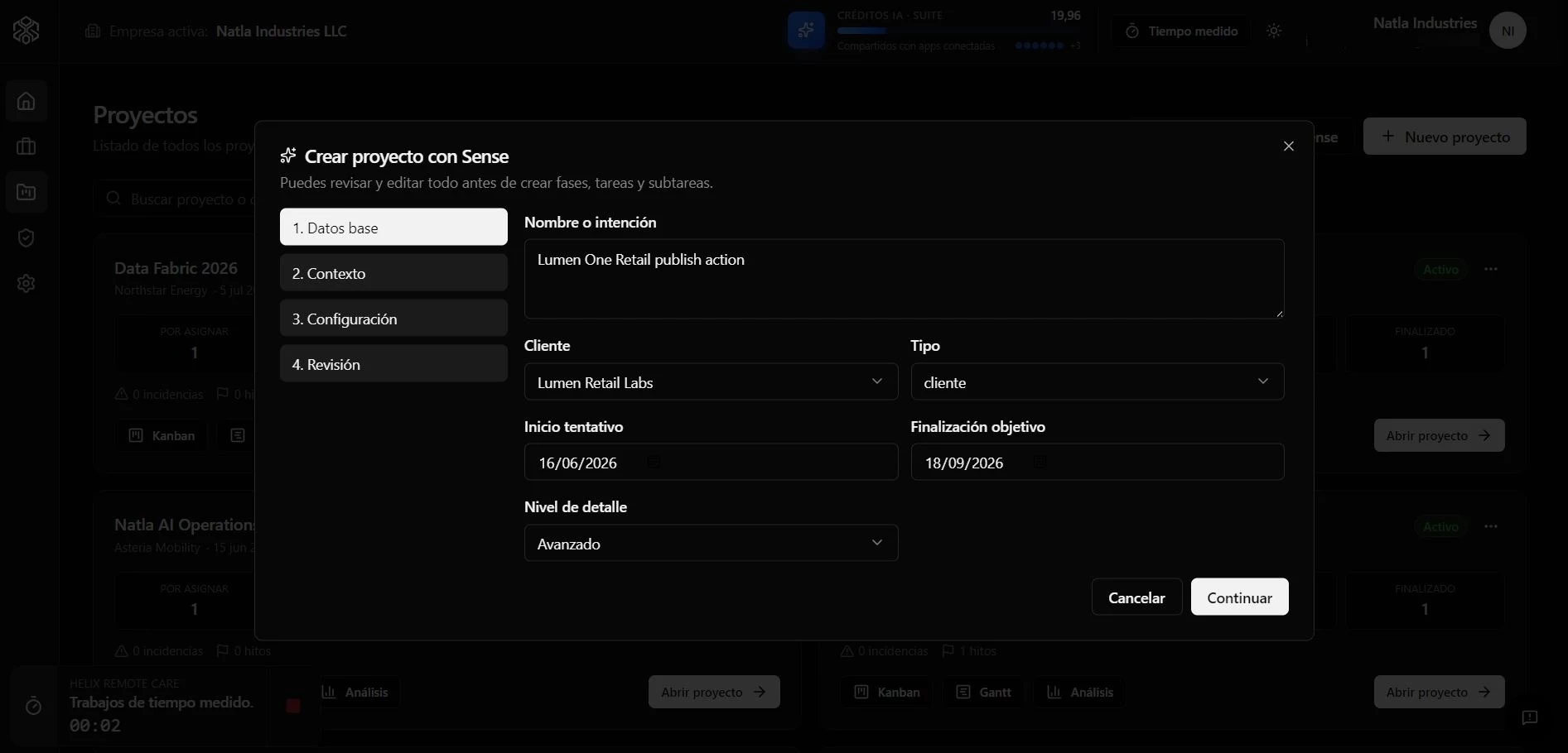 Creación de proyectos con Sense dentro de Forge