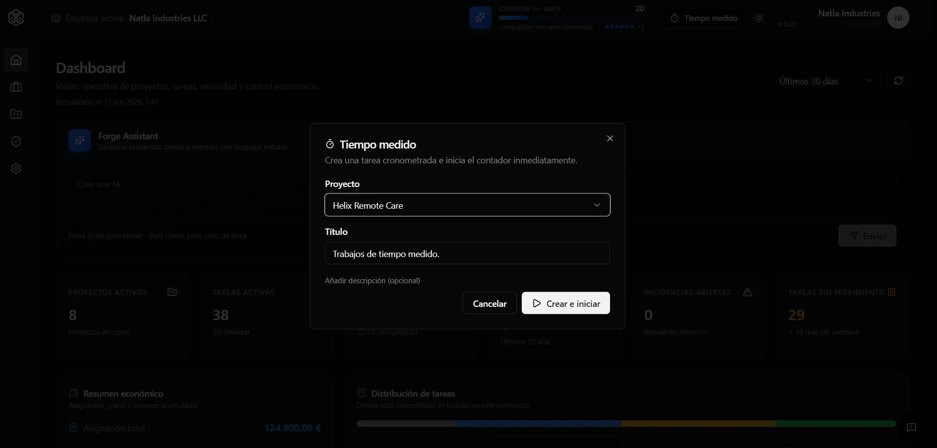 Creación de tareas cronometradas en Forge