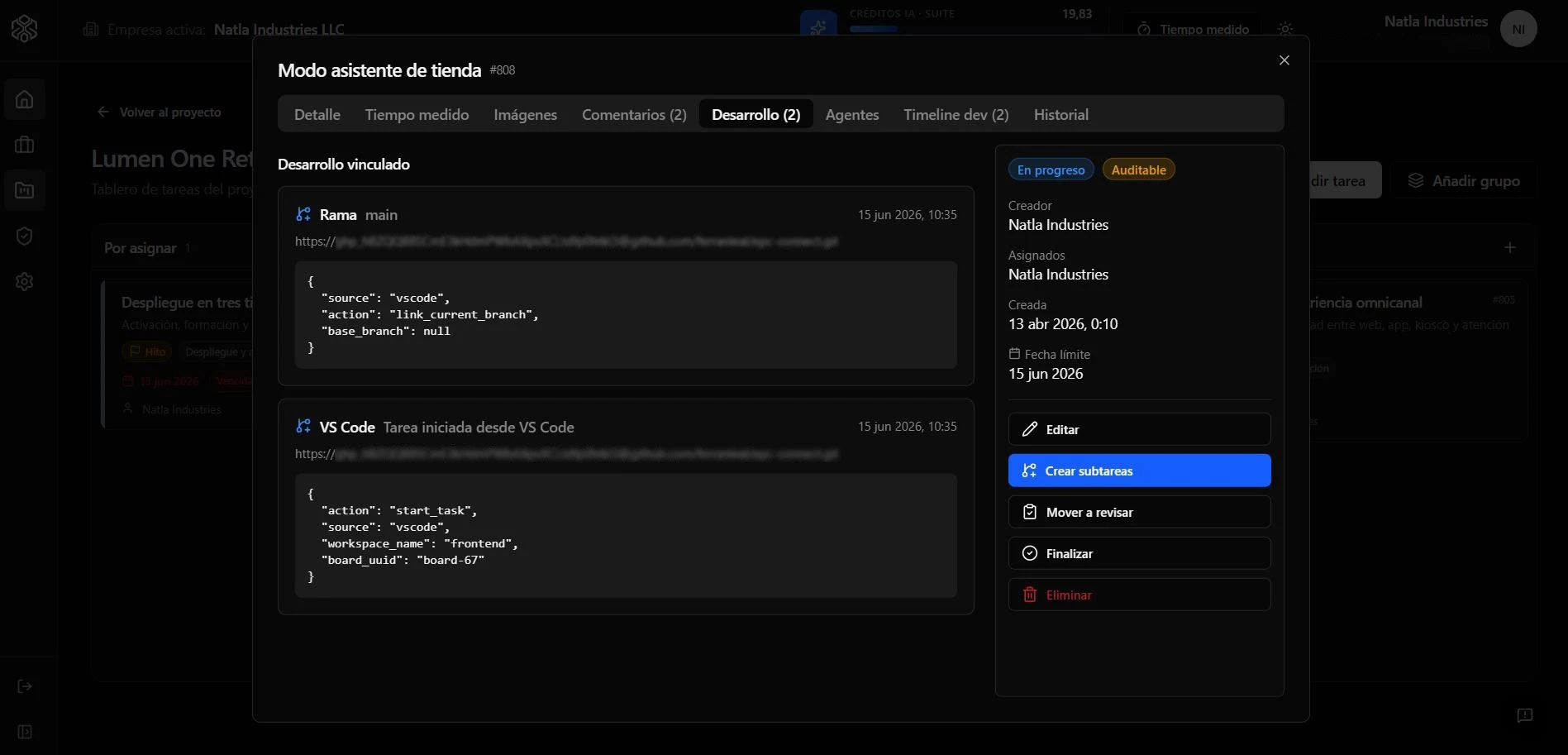 Tareas de Forge conectadas a Visual Studio Code